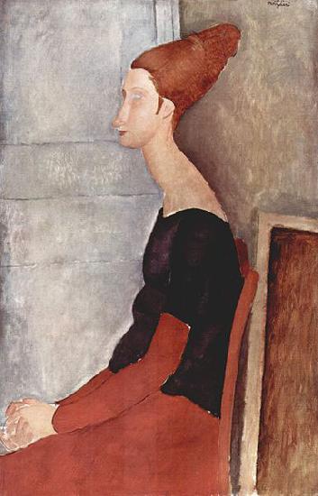 Amedeo Modigliani Portrat der Jeanne Hebuterne in dunkler Kleidung Sweden oil painting art